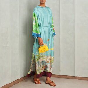 ALEMAIS Daria graphic-print silk midi dress